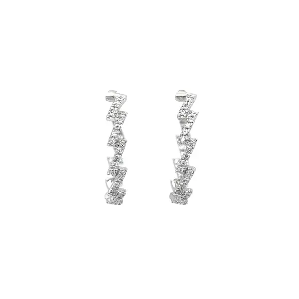 Kruhové Náušnice se Zirkony z Bílého Zlata