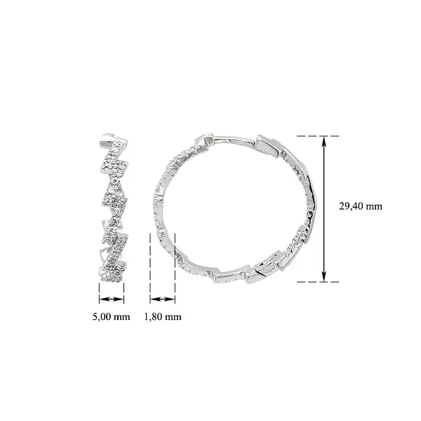 Kruhové Náušnice se Zirkony z Bílého Zlata