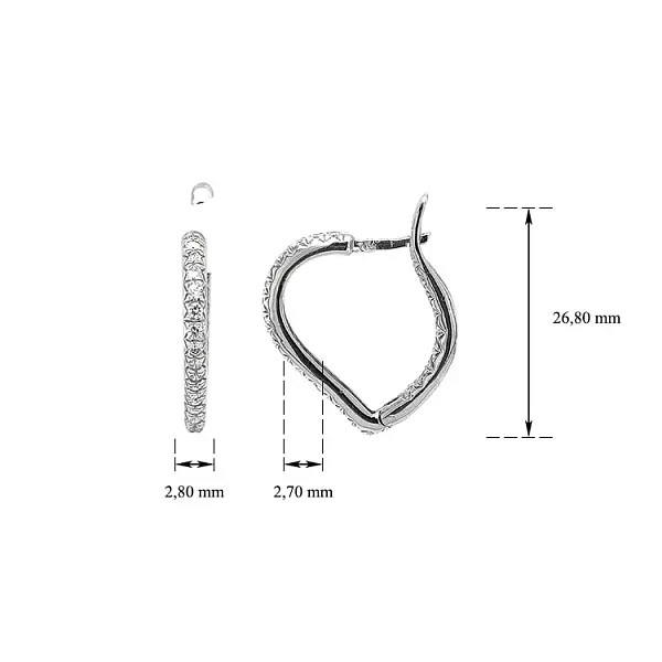 Kruhové Náušnice se Zirkony z Bílého Zlata