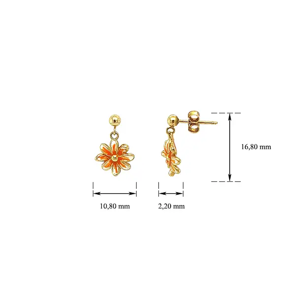 Zlaté Visací Náušnice Kytičy