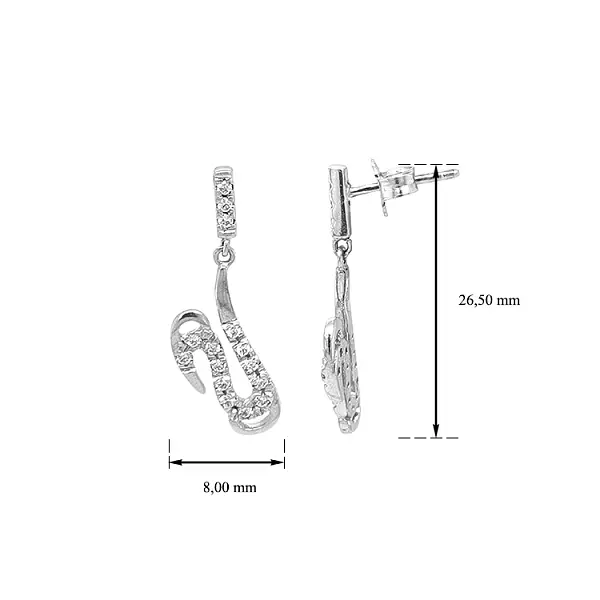 Zlaté Visací Náušnice se Zirkony