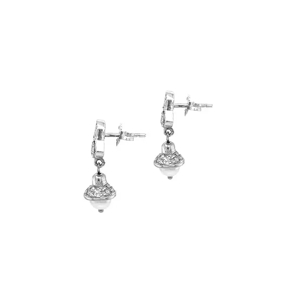 Zlaté Náušnice s Perlou a Zirkony