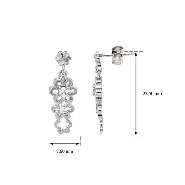 Zlaté Visací Náušnice se Zirkony