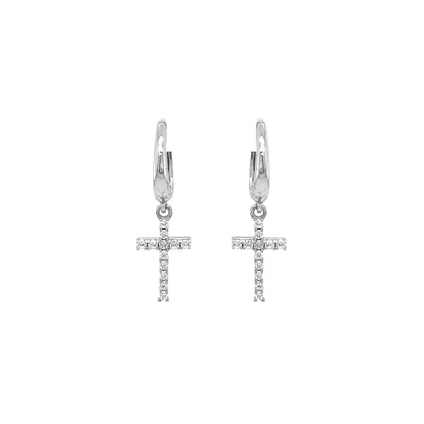 Zlaté Náušnice Křížek se Zirkony