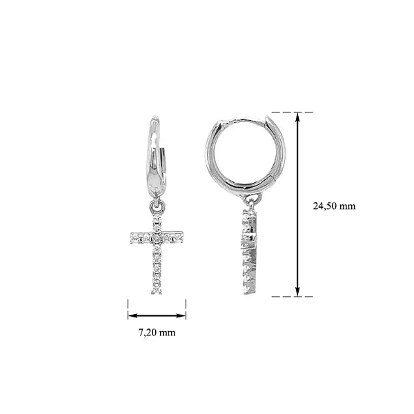 Zlaté Náušnice Křížek se Zirkony