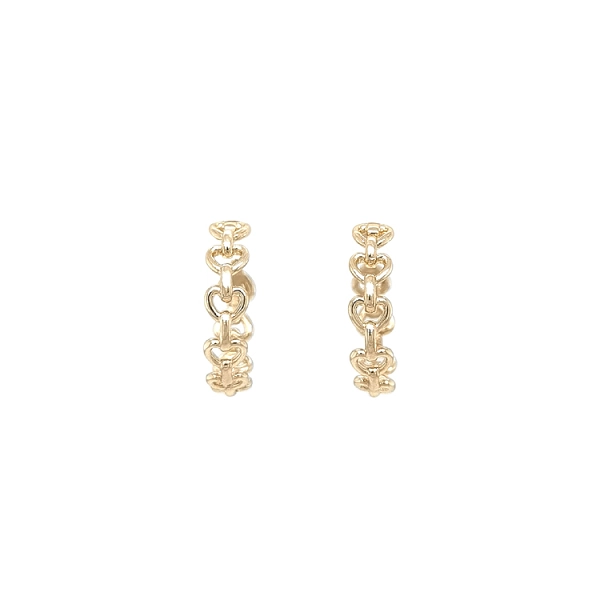 Gold Round Earrings Hearts