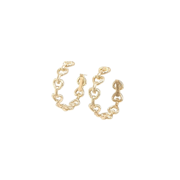 Gold Round Earrings Hearts