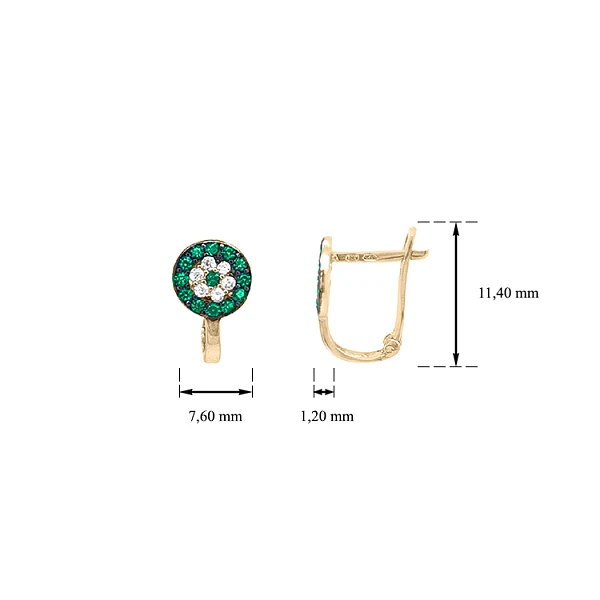 Gold Earrings with Zircons