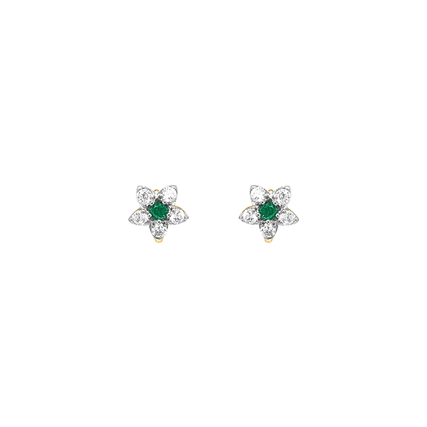 Gold Earrings Flowers with Zircons