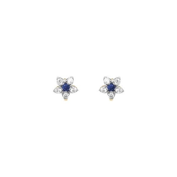 Gold Earrings Flowers with Zircons