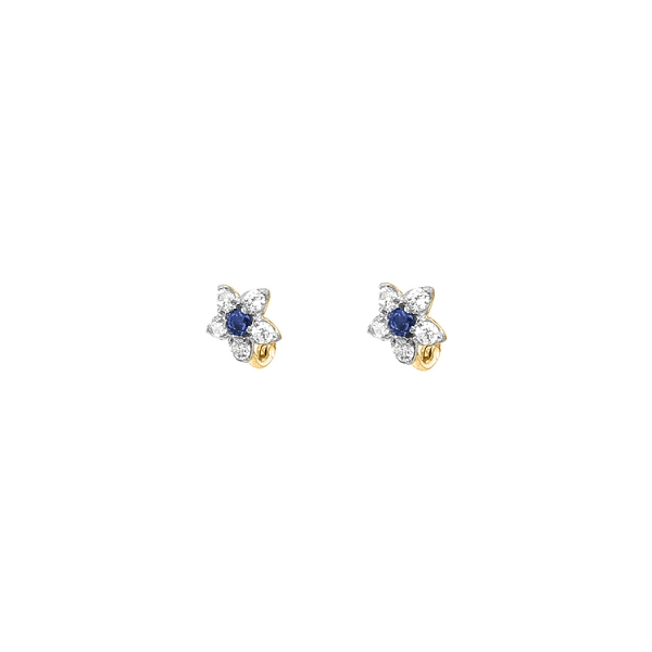 Gold Earrings Flowers with Zircons