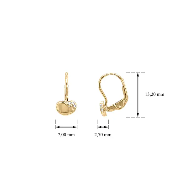 Zlaté Náušnice Srdíčka se Zirkony