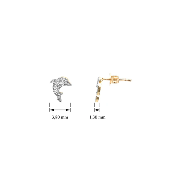 Golden Dolphin Earrings with Zircones
