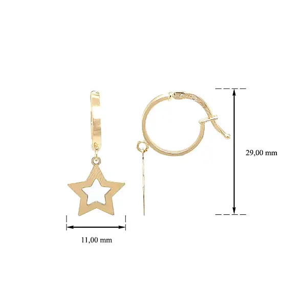 Zlaté Visací Náušnice Hvezdy