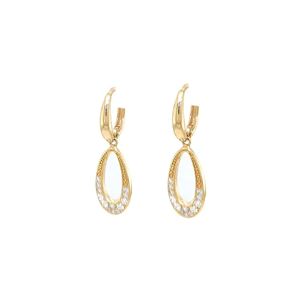 Zlaté Visací Náušnice se Zirkony