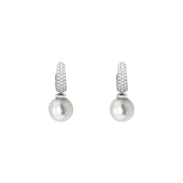 Gold Pearl Earrings with Zircones