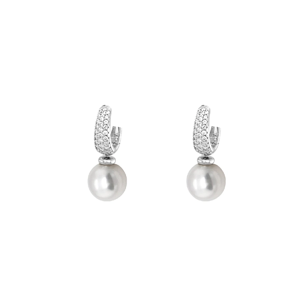 Gold Pearl Earrings with Zircones