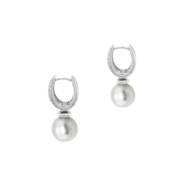 Gold Pearl Earrings with Zircones