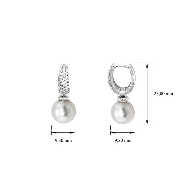 Gold Pearl Earrings with Zircones