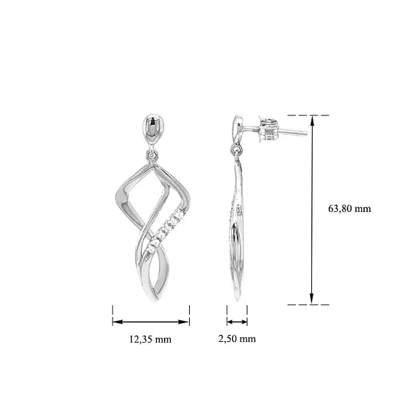 Zlaté Visací Náušnice se Zirkony