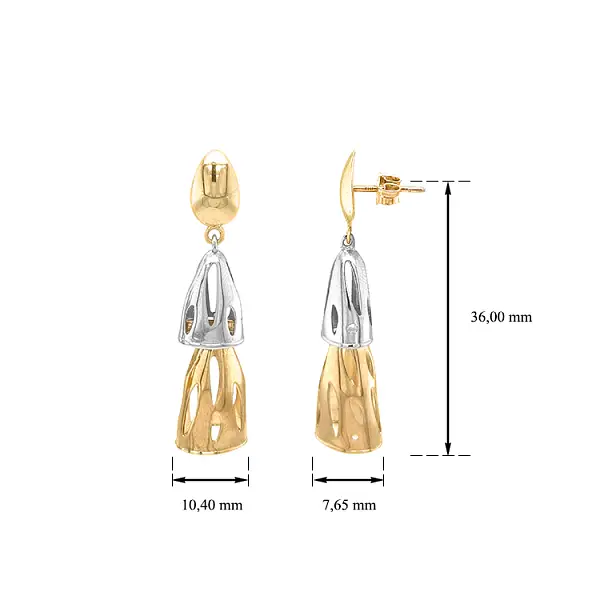 Visací Náušnice z Kombinovaného Zlata