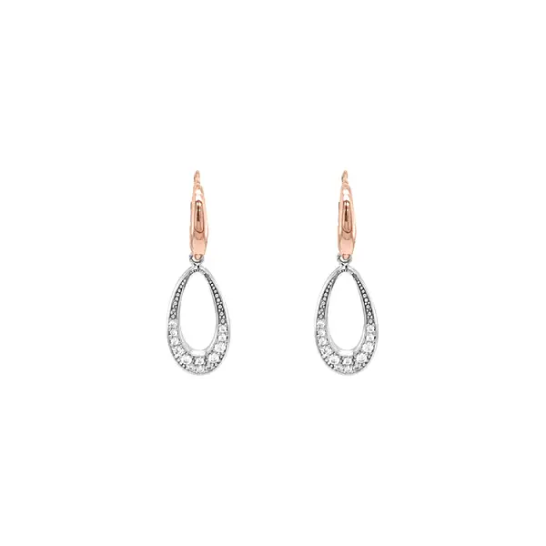 Visací Náušnice se Zirkony z Kombinovaného Zlata