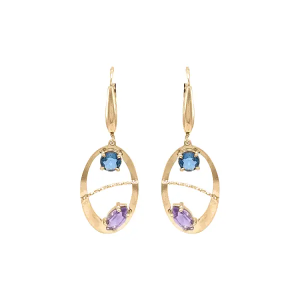 Zlaté Visací Náušnice se Zirkony