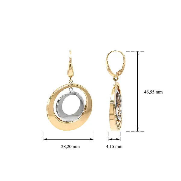 Zlaté Visací Náušnice z Kombinovaného Zlata