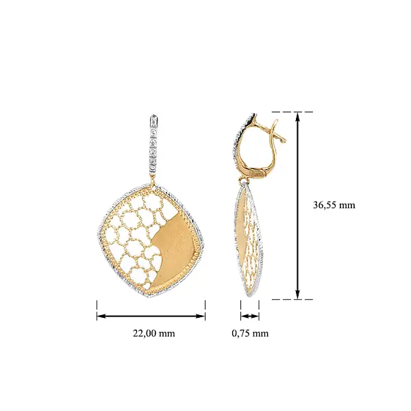 Zlaté Visací Náušnice Zirkony