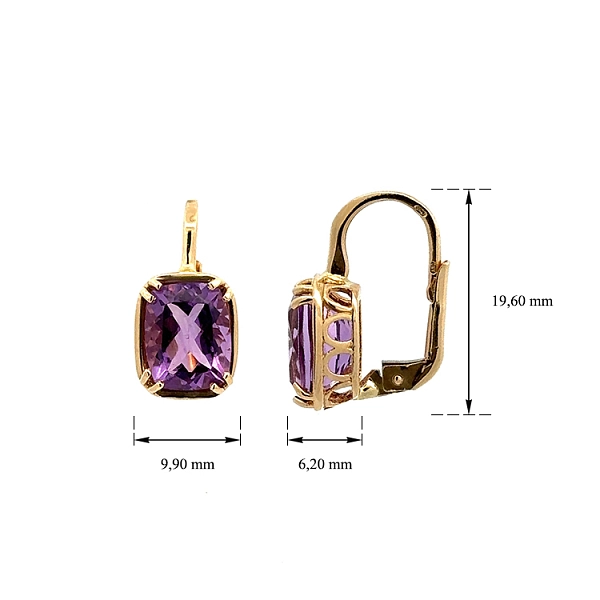 Gold Earrings with Amethyst