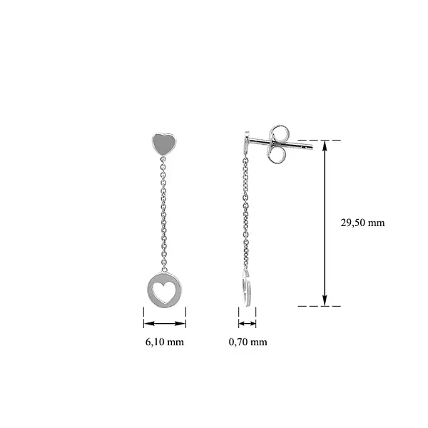 Zlaté Visací Náušnice Srdíčka