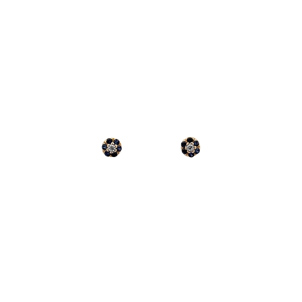 Gold Pecky Earrings with Blue Stones