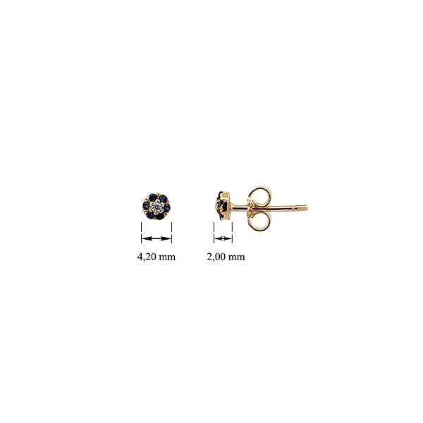 Gold Pecky Earrings with Blue Stones