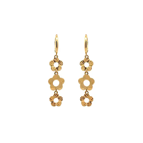 Zlaté Visací Náušnice Květiny