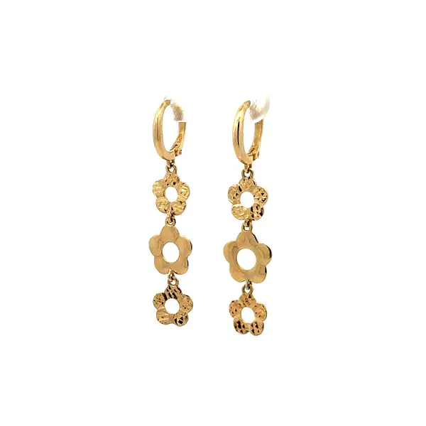 Zlaté Visací Náušnice Květiny