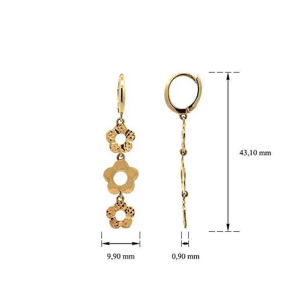 Zlaté Visací Náušnice Květiny