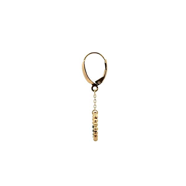 Gold dangle earrings with black stones