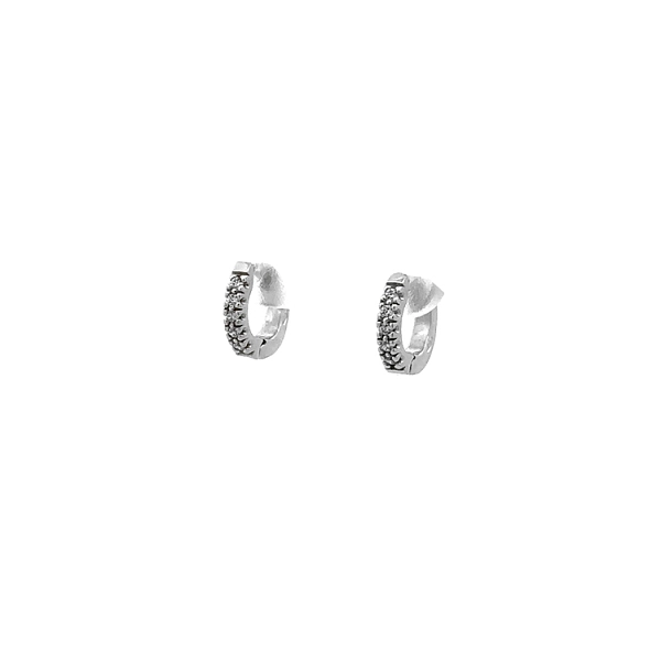 Round Earrings with White Gold Zircons