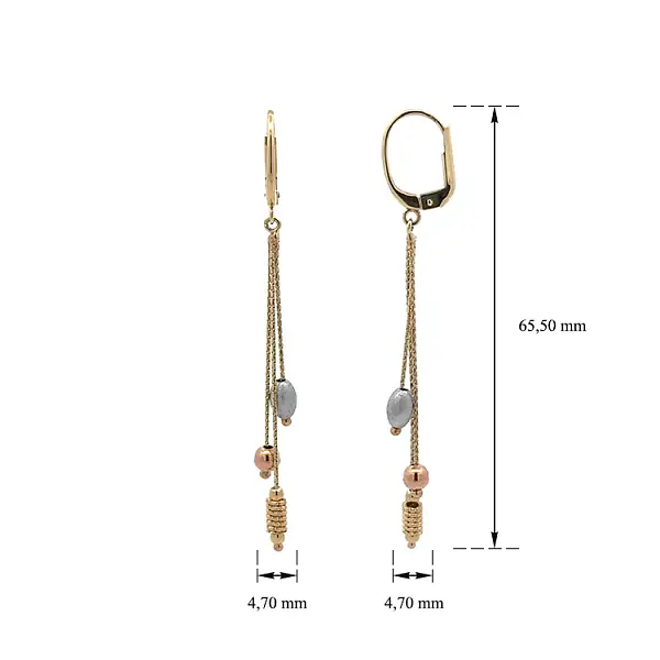 Zlaté Visací Náušnice z Kombinovaného Zlata