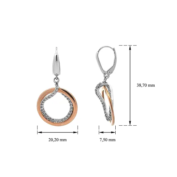 Zlaté Visací Náušnice se Zirkony