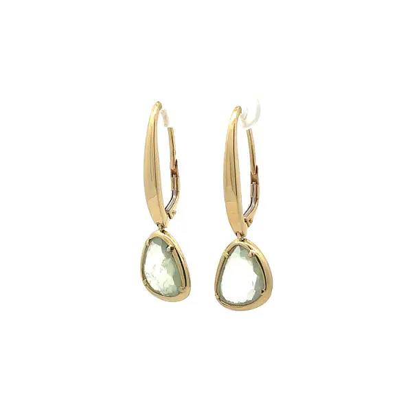 Zlaté Visací Náušnice s Modrým Kamenem