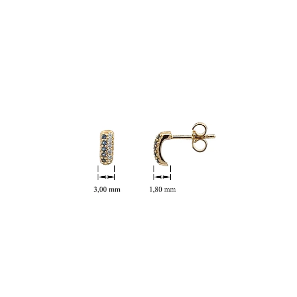 Gold Pecky Earrings with Colored Stones