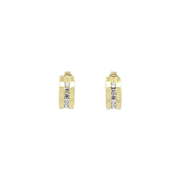 Zlaté Náušnice se Zirkony Polokruhy