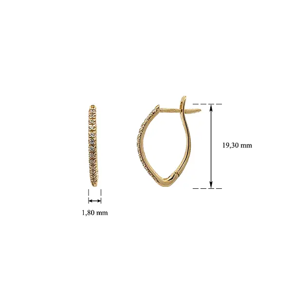 Zlaté Náušnice se Zirkony Polokruhy