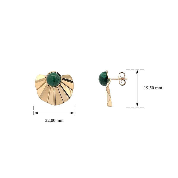 Gold Earrings with Malachite