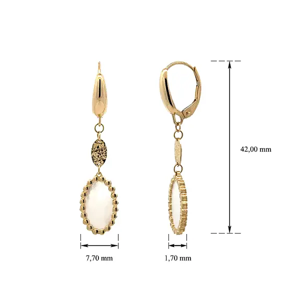 Zlaté Visací Náušnice s Perletí