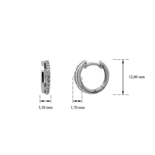Kruhové Náušnice se Zirkony z Bílého Zlata