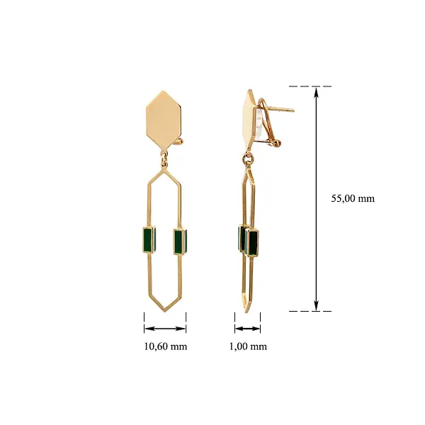 Zlaté Výrazné Náušnice se Smaltem