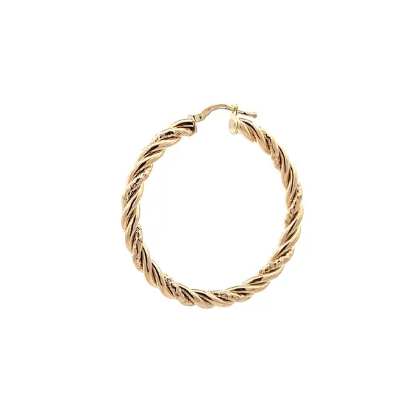 Luxusní Kruhové Náušnice ze Žlutého Zlata s Krouceným Designem