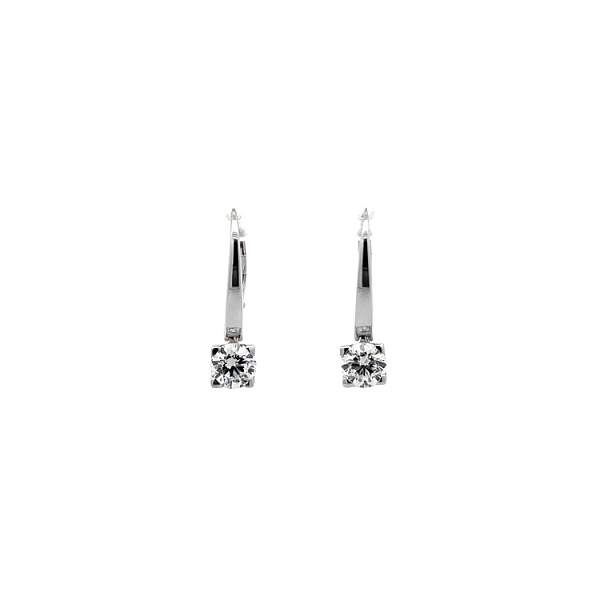 White Gold dangle earrings with sparkling zircons